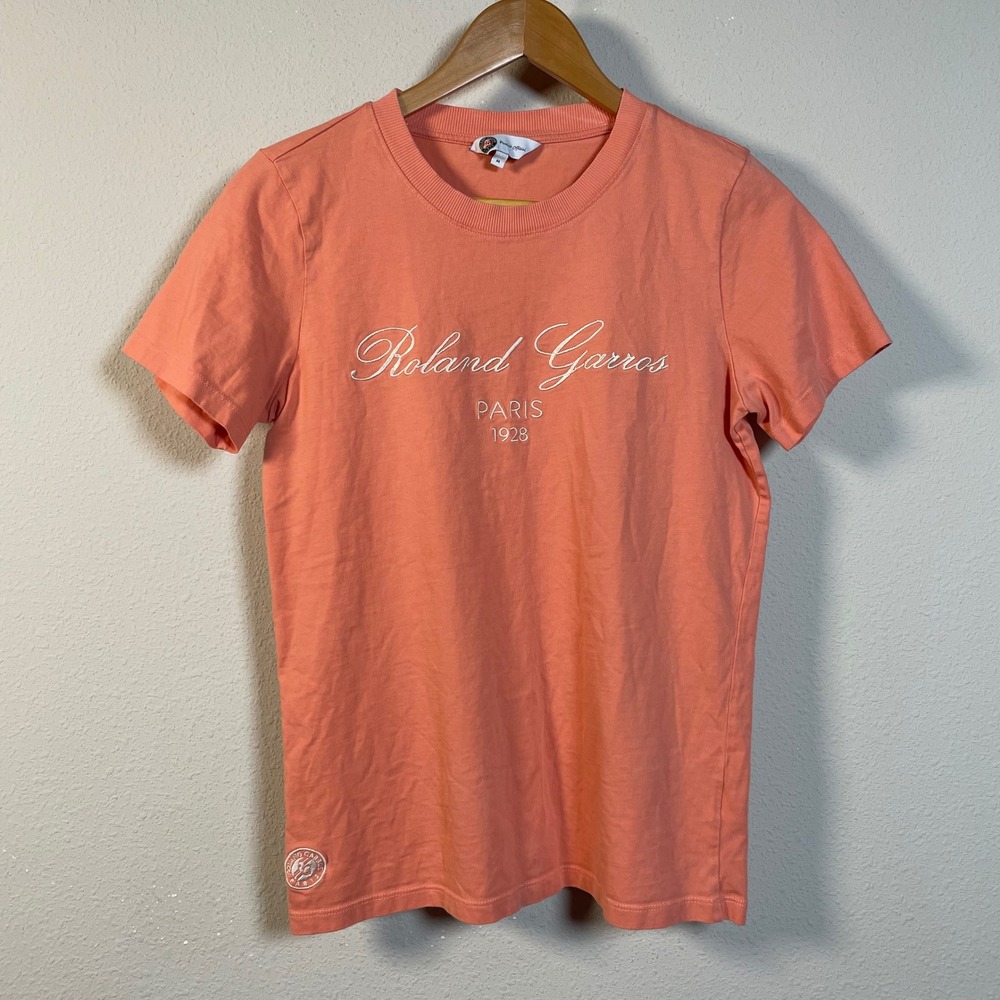 Roland Garros T-Shirt Womens M Peach Embroidered Paris 1928 French Open Tennis